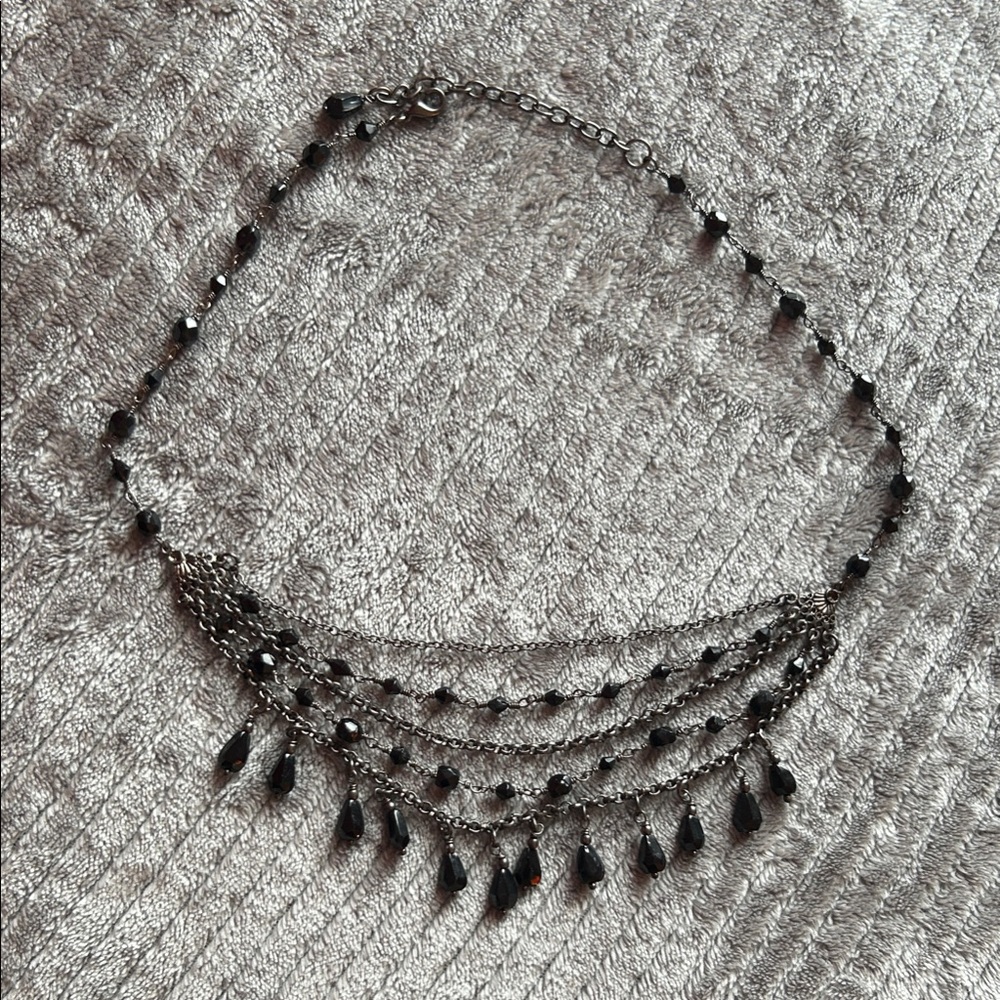 Elegant Black Beaded Necklace